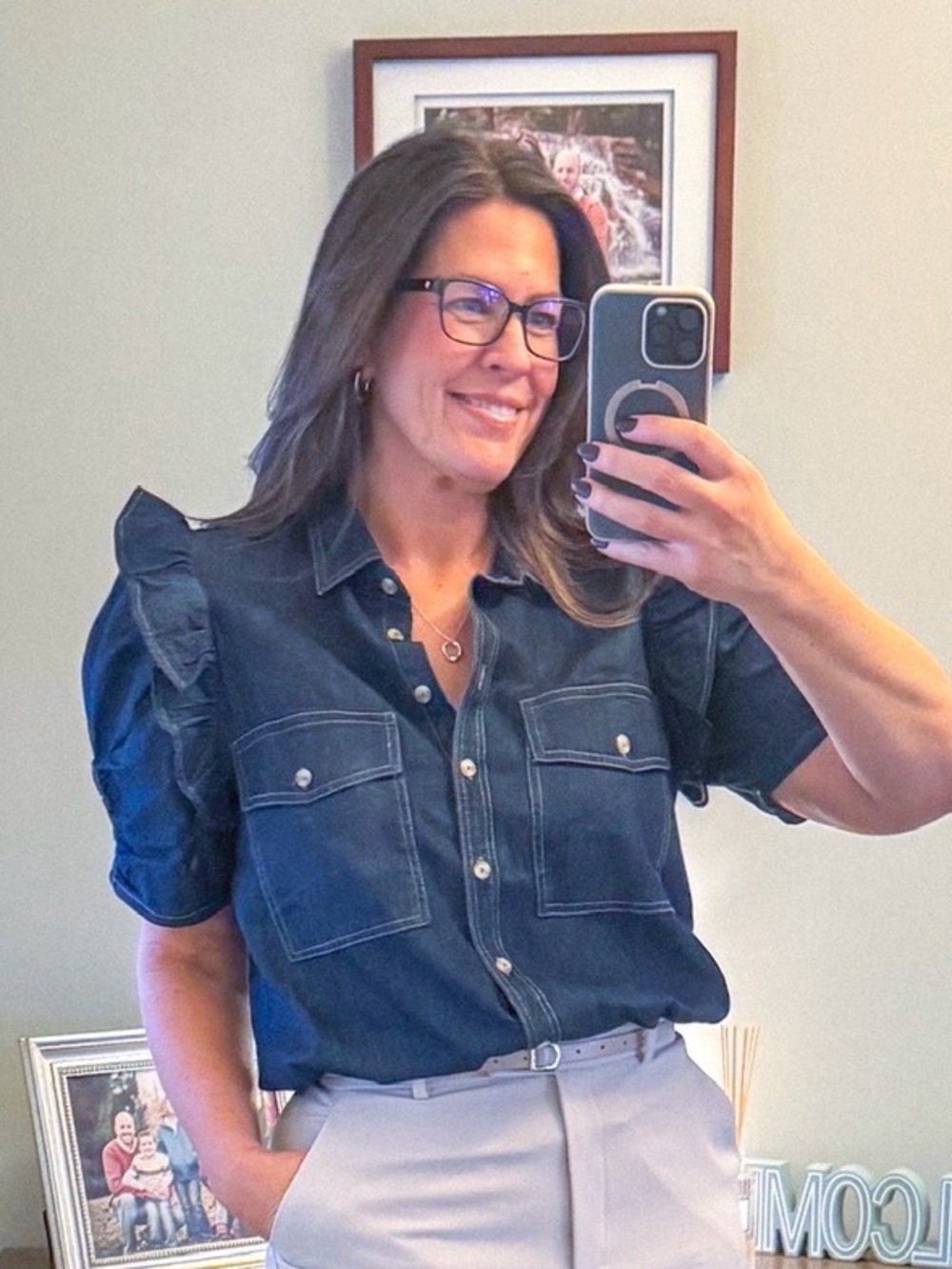 Pilcro Ozzie Ruffle-Sleeve Button-down Shirt at Anthropologie